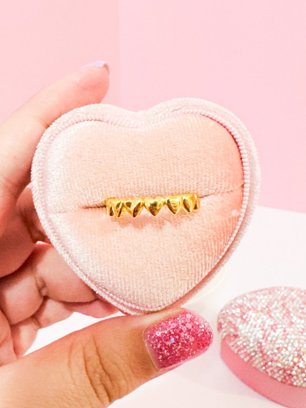 Gold Plated Heart Band Ring Dainty Stackable Ring Size 6